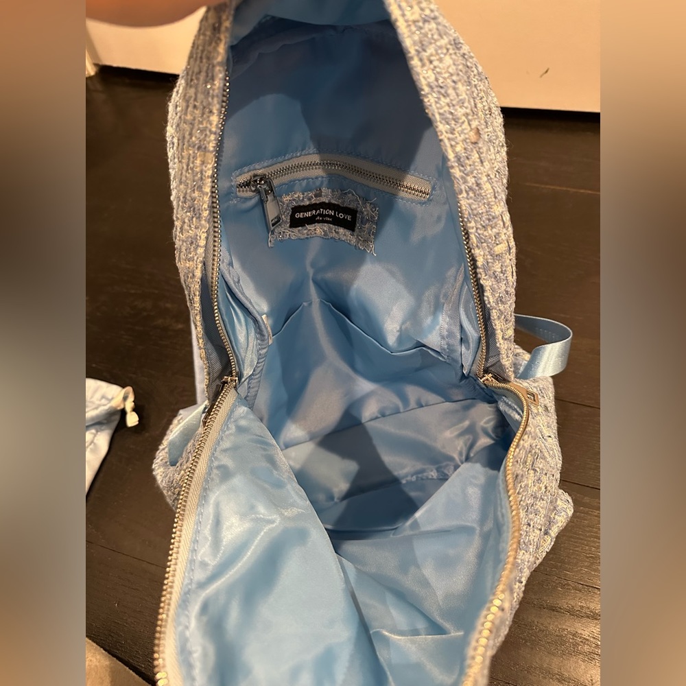 Generation Love Eden Tweed Backpack Light Blue School - Picture 6 of 6